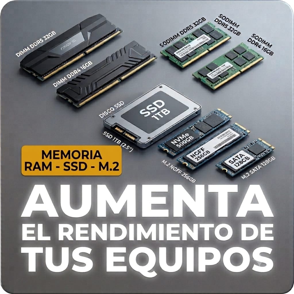 Memoria RAM, SSD y M.2 para aumentar el rendimiento de tu equipo
